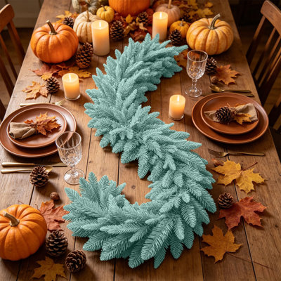 TiffanyBlue Christmas Garland, Unique Frosty Pines Garland, Winter Holiday Decor for Mantel Staircase Tree