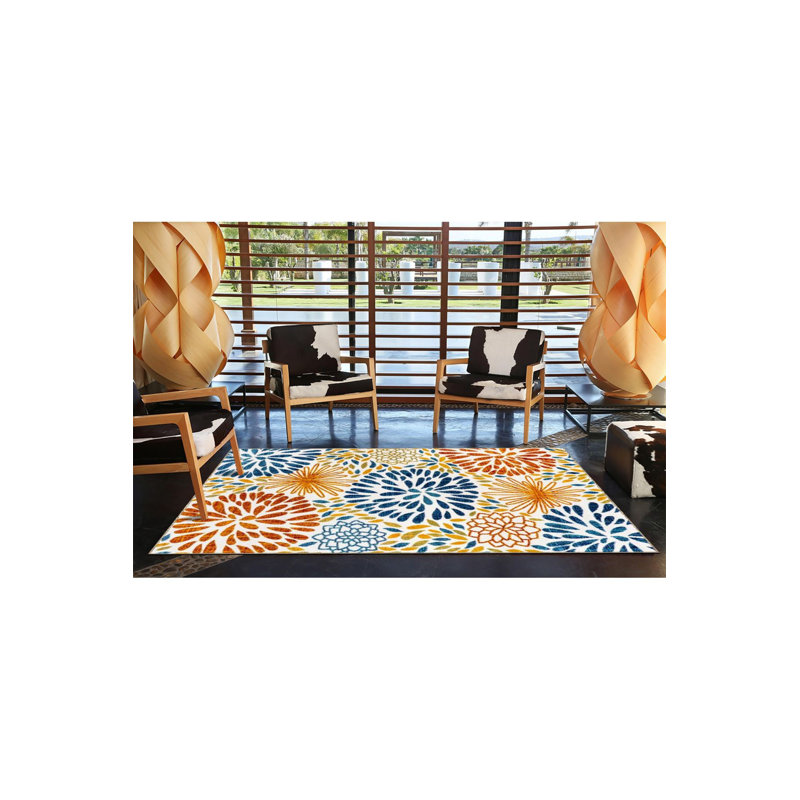 Tapis décoratif lavable à la machine Burst Bright, Tapis de couloir 2 pi 6 po x 9 pi 10 po inclus