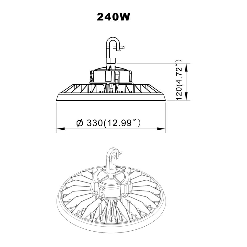 OVNI à haute luminosité à DEL 1 pi x 1 pi à intensité variable 240 W