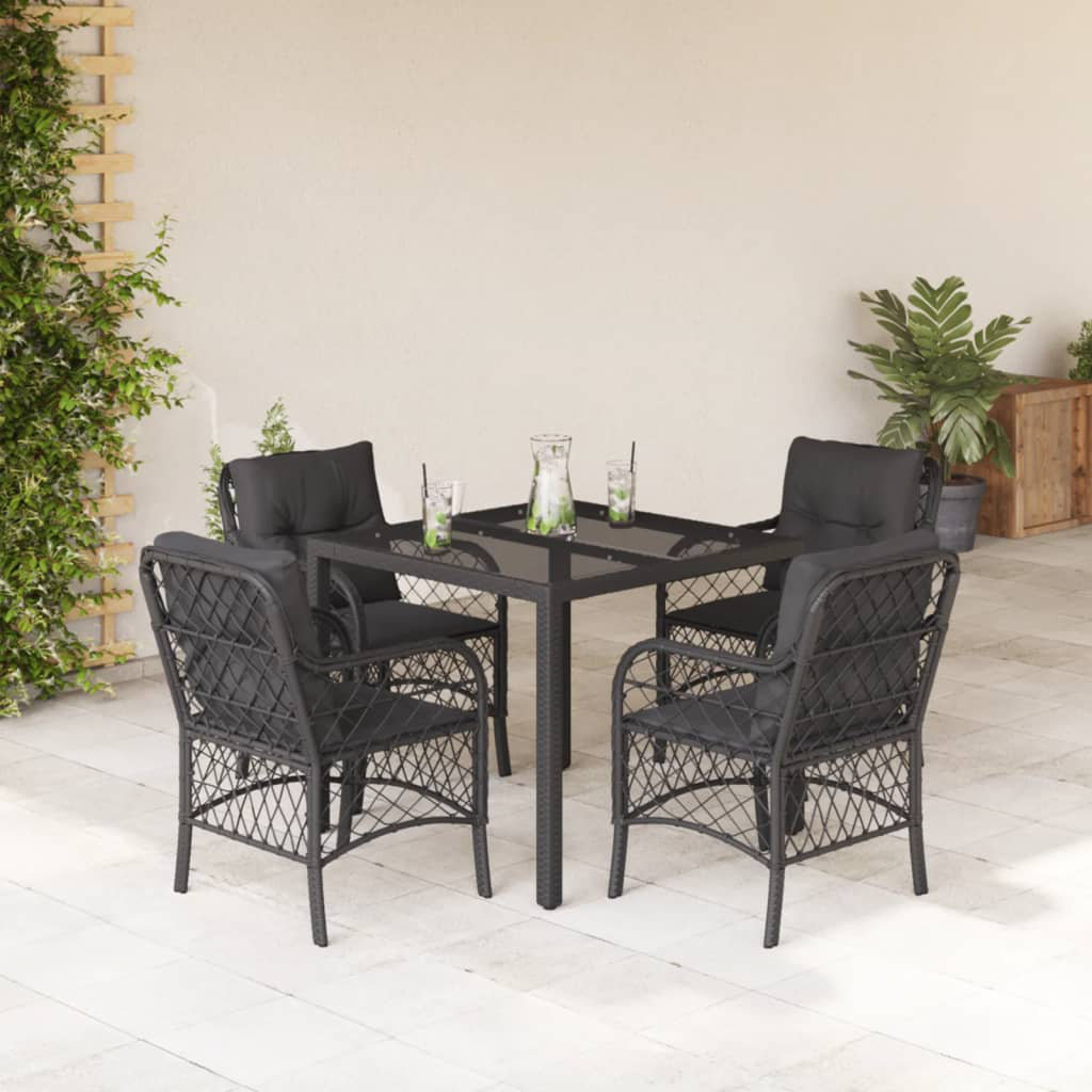 Vidaxl 5-Tlg. Garten-Essgruppe Mit Kissen Grau Poly Rattan