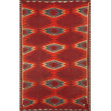 Red Tribal Geometric Antique Navajo Native American Flat Weave Small Area Rug