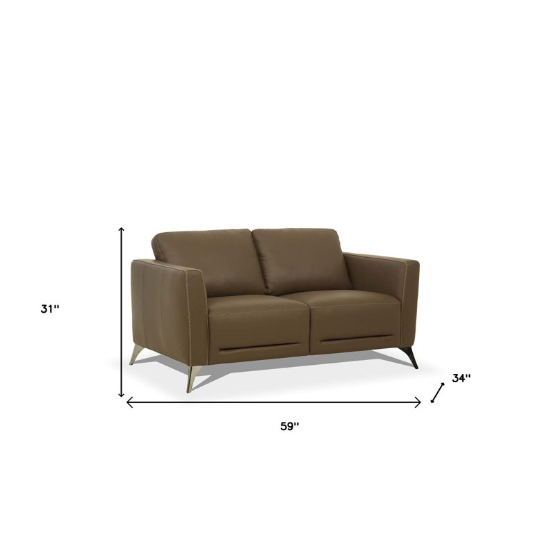 Causeuse en cuir 59 po Milina, Taupe