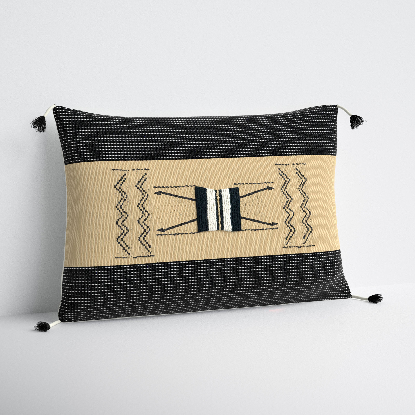 Senna Tassels Cotton Lumbar Throw Pillow, Pillow Cover Only - No Insert
