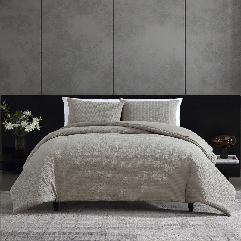 Ensemble d'édredon en coton gris Vera Vera, Grand édredon + 2 taies décoratives standard