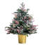 3 pi Arbre de Noël décoratif pré-éclairé recouvert de neige artificielle en pot doré