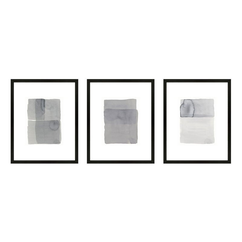 «Lucio Gray On Gray» par Jacques Pilon - reproduction de cadre photo sur papier 3 pièces, Bois noir, H 30 po x l 24 po