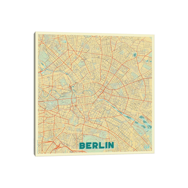 Berlin Retro Urban Blueprint Map by Hubert Roguski - Wrapped Canvas Print, 93.98 cm H x 93.98 cm W x 3.175 cm D