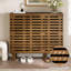47" Japandi Walnut Shoe Cabinet Adjustable Shelves up to 24 Pairs with 3 Slatted Doors 