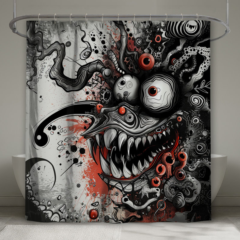 Rideau de douche monstre éclectique, L 70 po x H 73 po