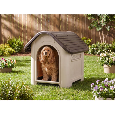 Dog House for Small/Medium Breeds, Espresso/Beige