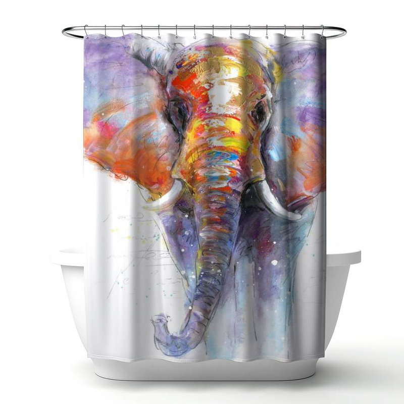Shower Curtain AN54 – Polyester Shower Curtain, Dye Sublimation Print, 71" W × 74" L, Multicolor