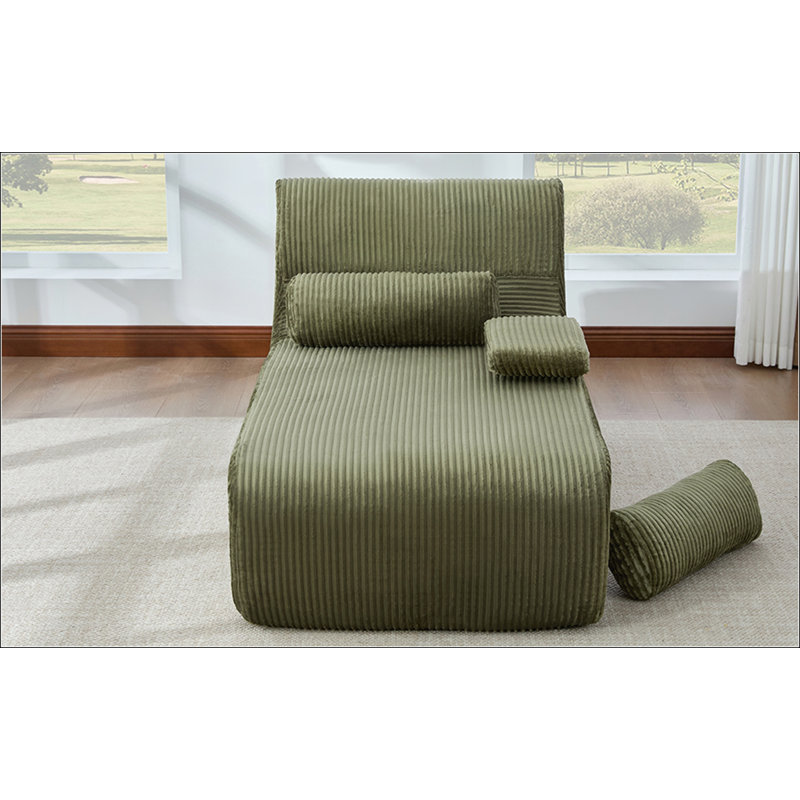 Méridienne de salon 34,2 po, Velours côtelé vert, Vert