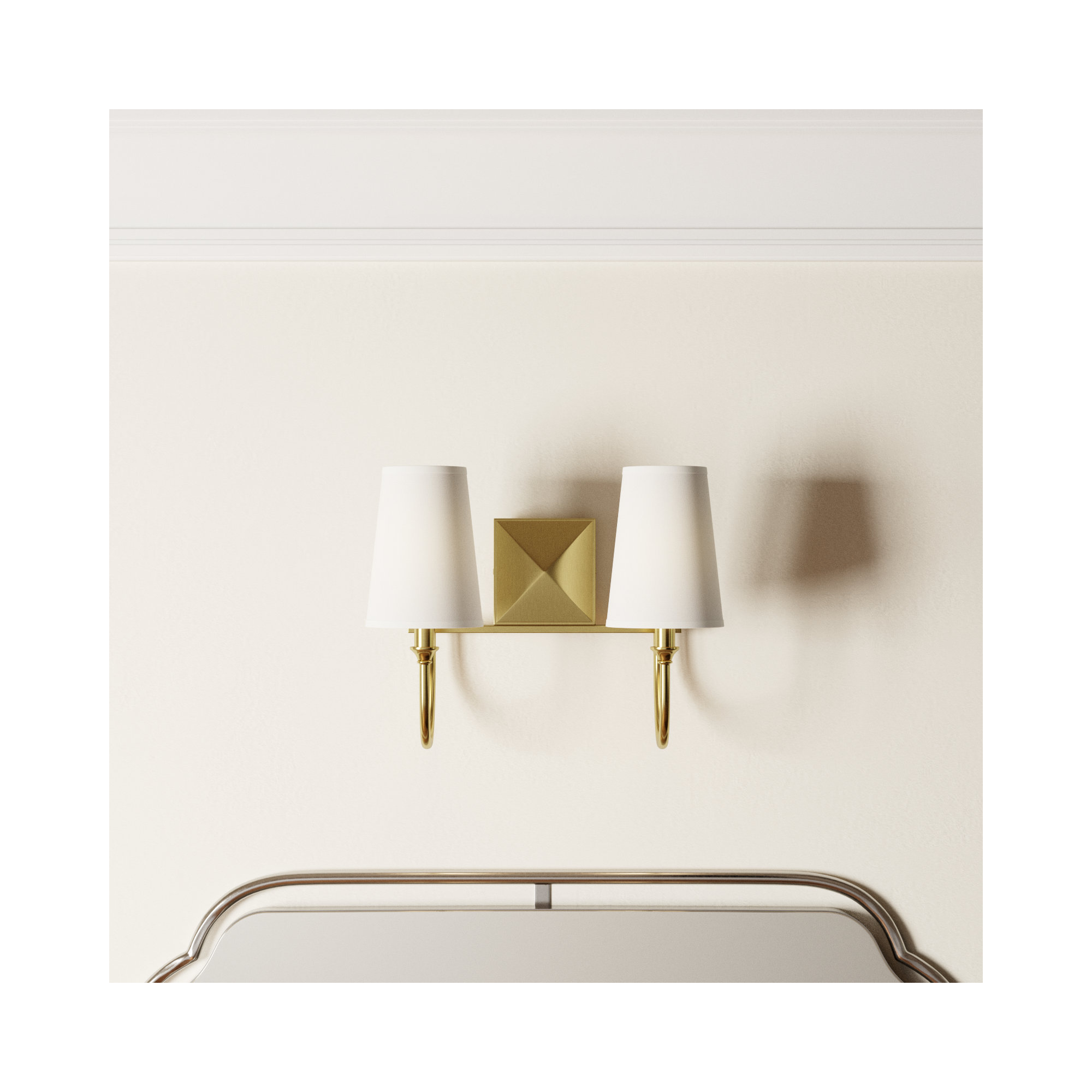 Alata 2-Light Dimmable Vanity Light, Warm Brass