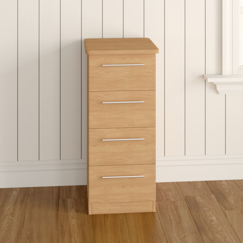 Fully Assembled Lyndale 4 Drawer 39.5Cm W Chest, English Oak