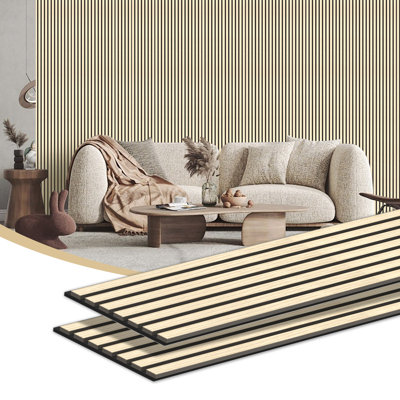 94.5"X11" Wood Panels For Wall Acoustic Wood Wall Paneling, 3D Wood Slat Wall Panel, Decorative Soundproof Panels For Walls And Ceilings Home Office