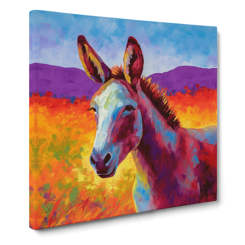 Donkey Colour Field Painting - Wrapped Canvas - Framed Print