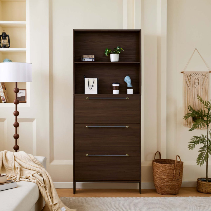 Armoire à chaussures étroite avec 3 tiroirs rabattables