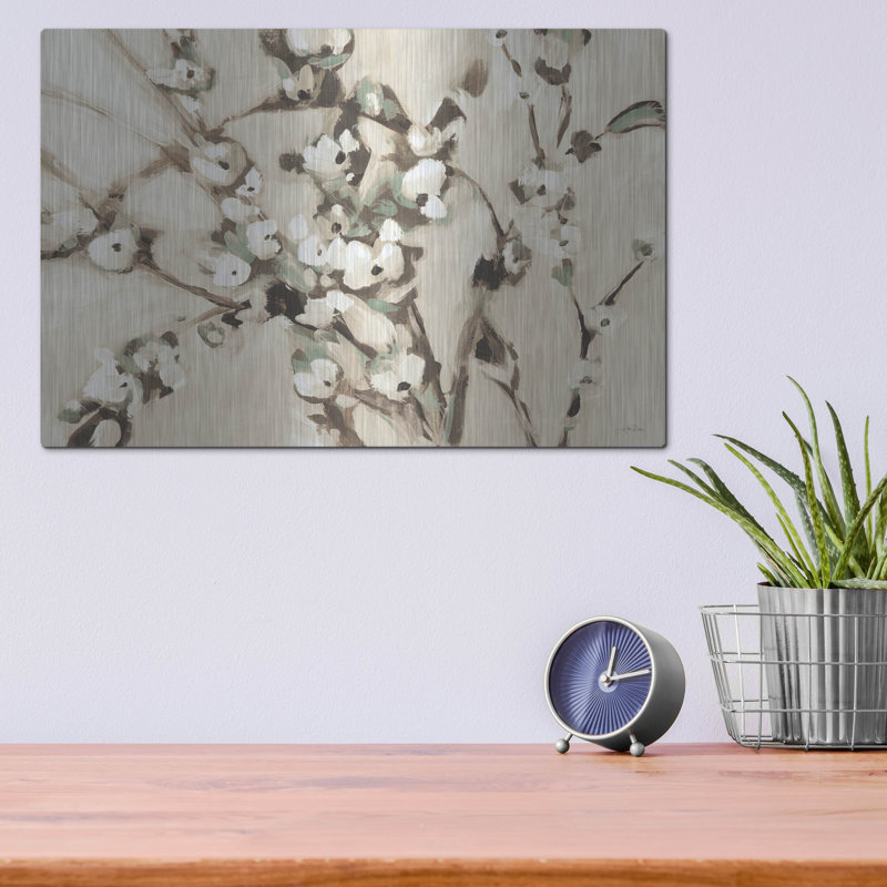 «Wild Floral Branches Neutral» par Katrina Pete, art mural en métal, 16 po x 12 po