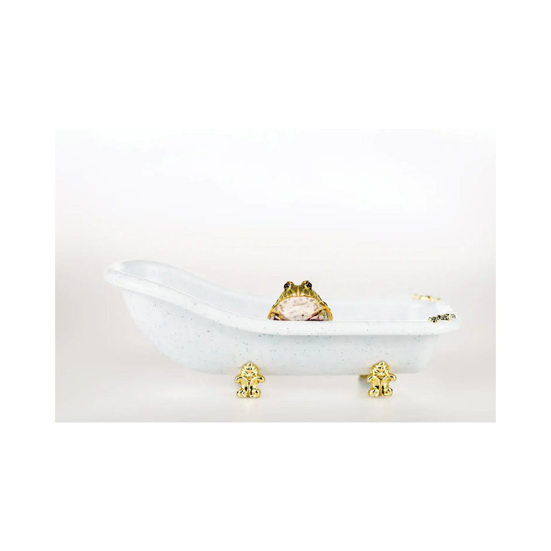 Cute Green Frog in Small Luxury Bathtub Isolated 1 Piece Wall Art on Canvas, 30.48cm H x 45.72cm W x 1.91cm D, Wrapped Canvas