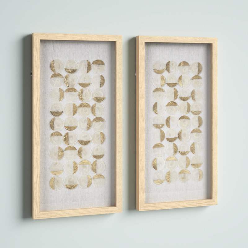 Aurelian Emblem Natural Capiz with Gold Foil Shadowbox Wall Décor