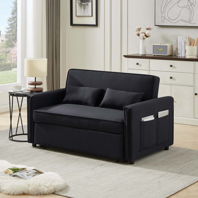 Indoor Contemporary Sofa Sleeper Sofa Bed With 2 Lumbar Pillows And Side Pocket For Home