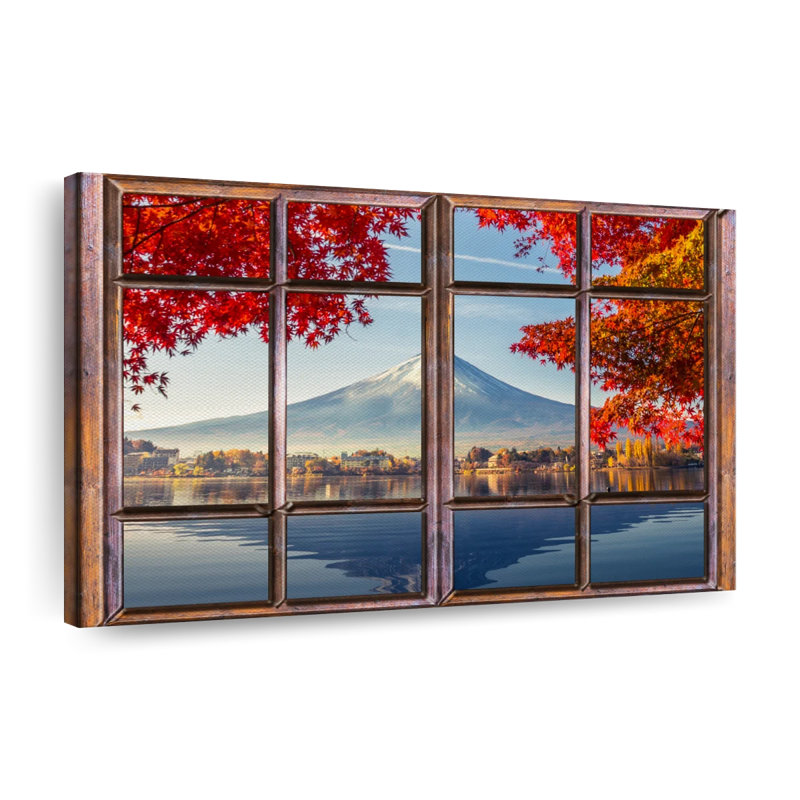 Fenêtre sur le mont Fuji, H 24 po x l 36 po x P 1,25 po