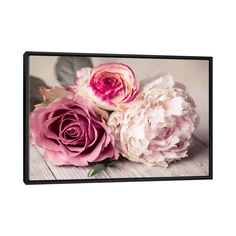 'Bouquet' Photographic Print on Canvas, Black Framed Canvas, No Mat, 18" H x 26" W x 1.5" D