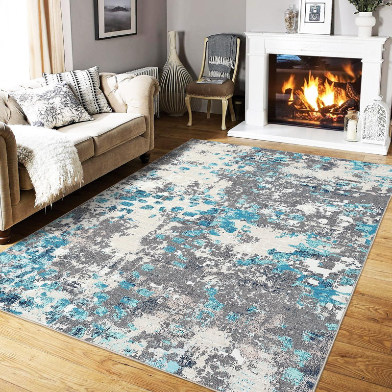 Tapis abstrait lavable à la machine 10 x 13 po