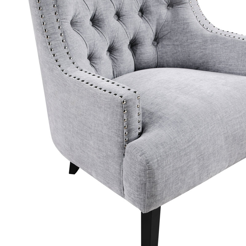 Upholstered Wingback Chair, Gray Fabric