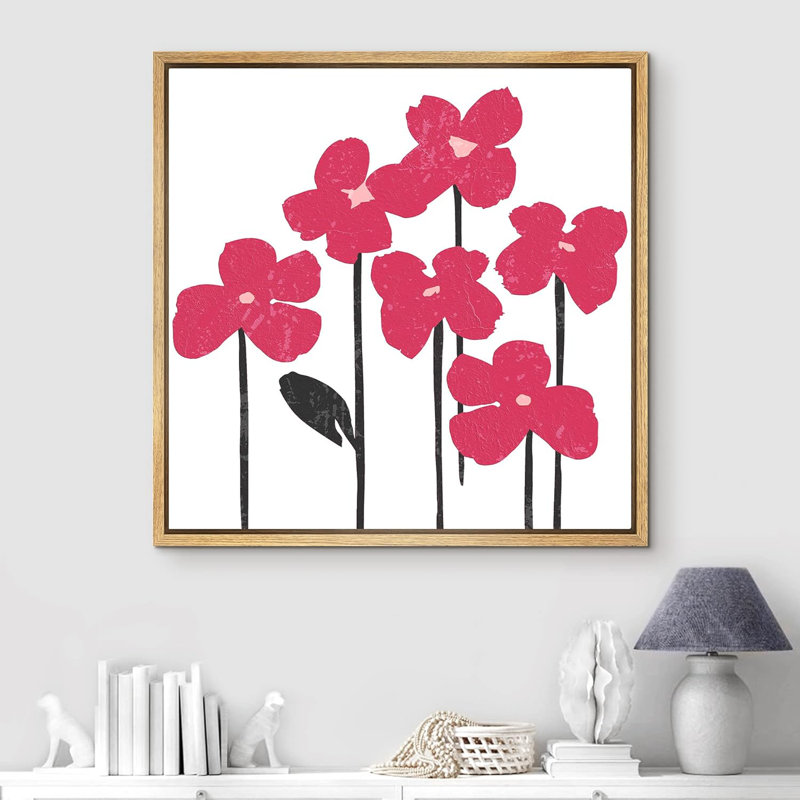 Red Red Daisies, reproduction d'art sur toile, Toile naturelle, H 16 po x l 16 po