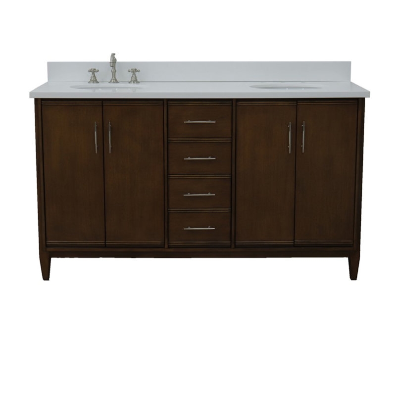 Ensemble de meuble-lavabo double 61 po Hartin, Blanc