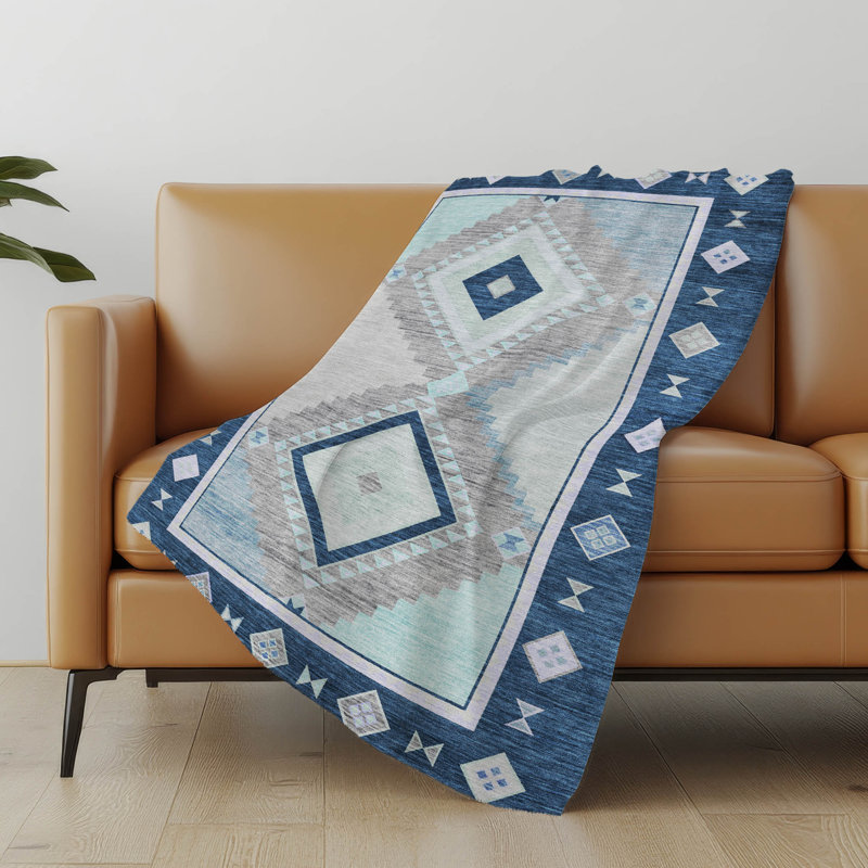 Jeté Sherpa Aztec Addison, Bleu