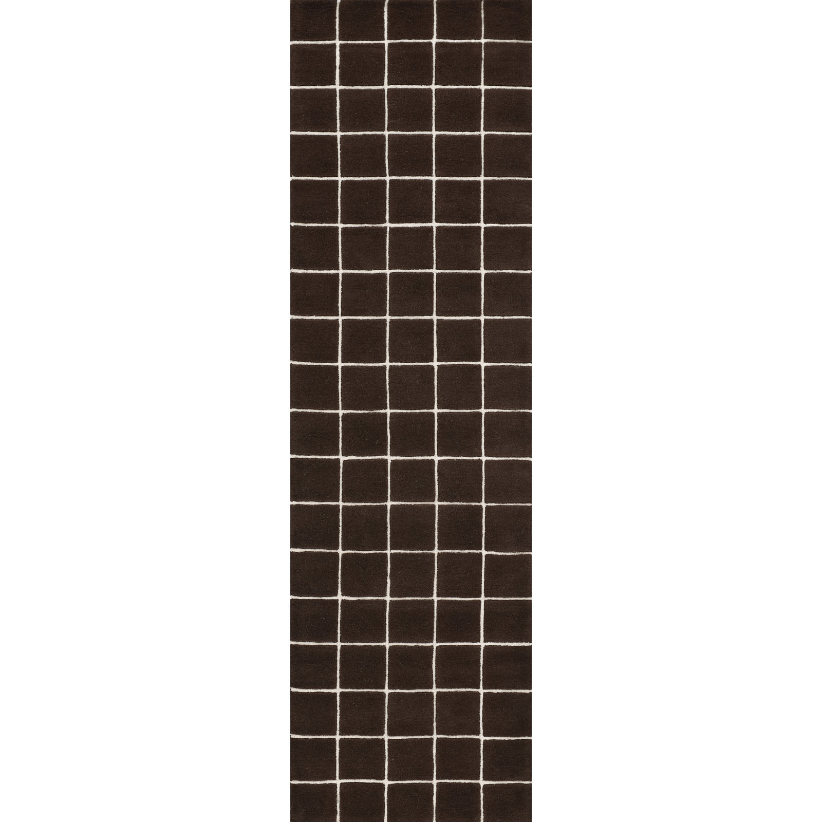  Form Hand Tufted Wool Geometric Brown Area Rug, Runner 2'3" x 8'