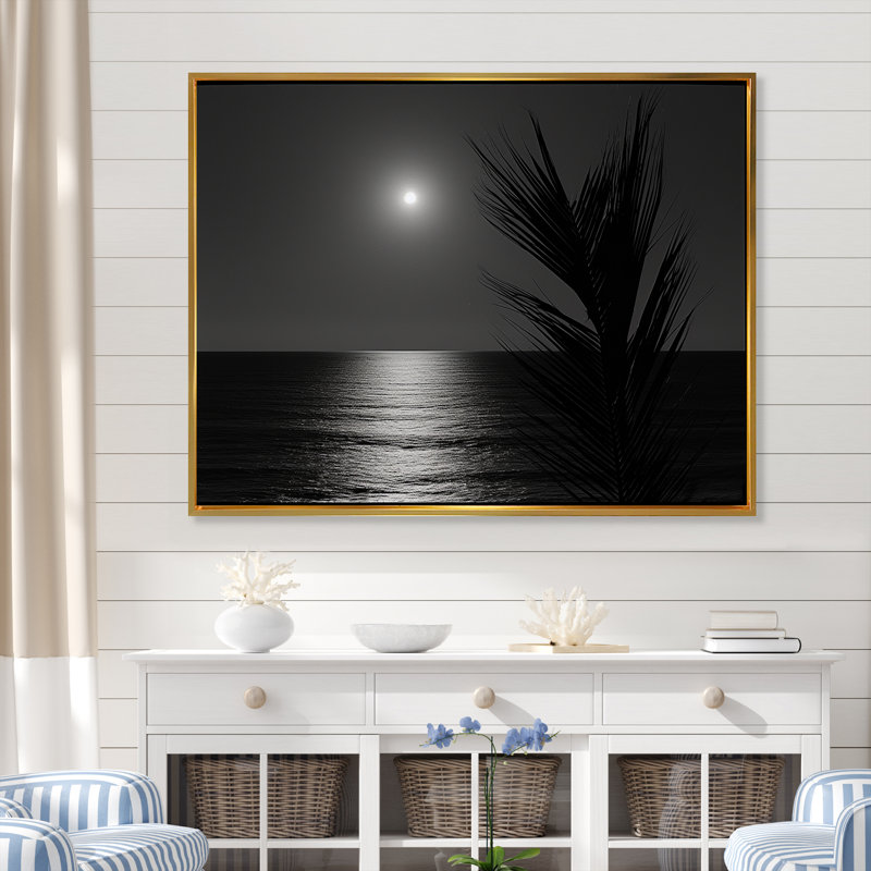 Arabela - décoration murale bord de mer tropicale, H 34 po x l 44 po x P 1,5 po, Cadre flottant doré