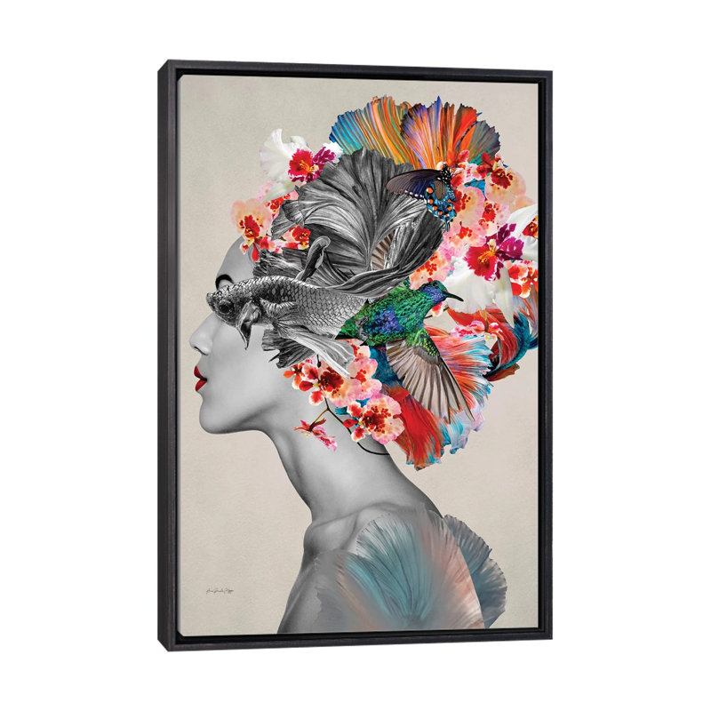 Aretha - par Ana Paula Hoppe, impression, H 40 po x l 26 po x P 1,5 po, Toile avec cadre noir patiné, Aucun mat