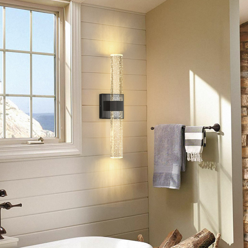 Crystal Wall Sconce Led Warm Light Wallchiere, Matte Black