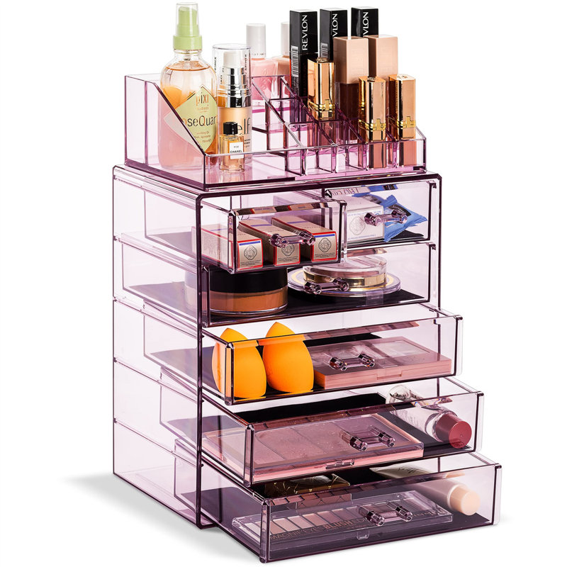 Organisateur de maquillage et de bijoux, Mauve transparent