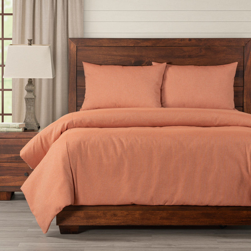 Smithsonian Redeem Stripe Eco-friendly Duvet Cover Set, California King Duvet Cover + 2 King Shams, Amber