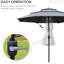 Parasol gris foncé pour terrasse, 3 pièces, avec manivelle connectée et bouton-poussoir inclinable pour la cour arrière