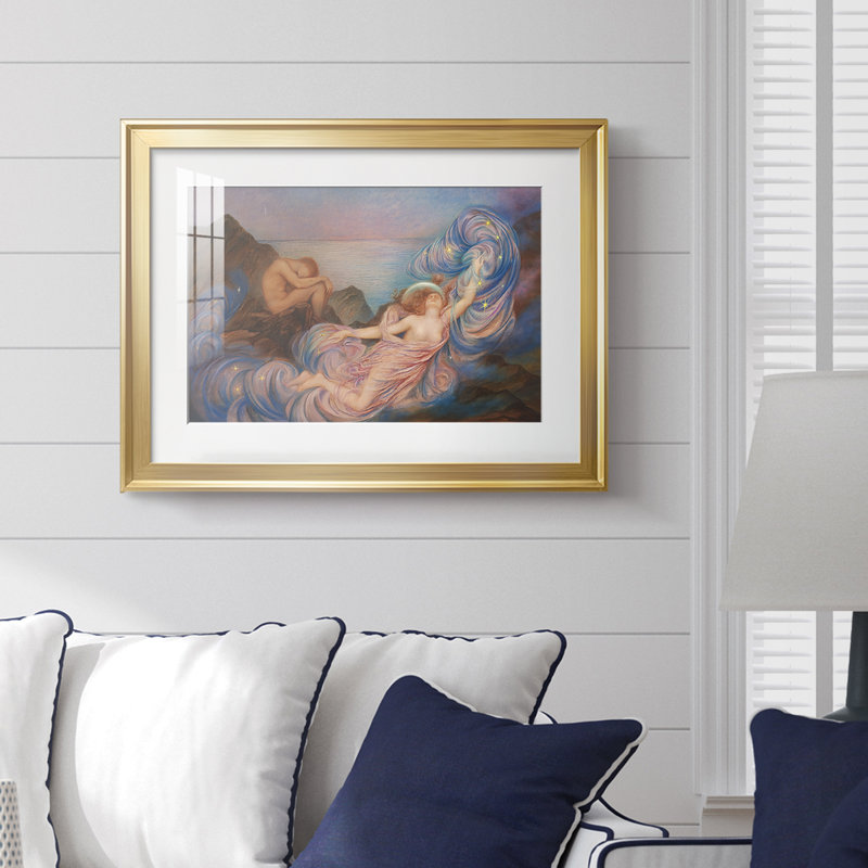 «Sleeping Earth and Wakening Moon» par Evelyn De Morgan, reproduction encadrée avec passe-partout et verre 1905, 18,5 x 24,5