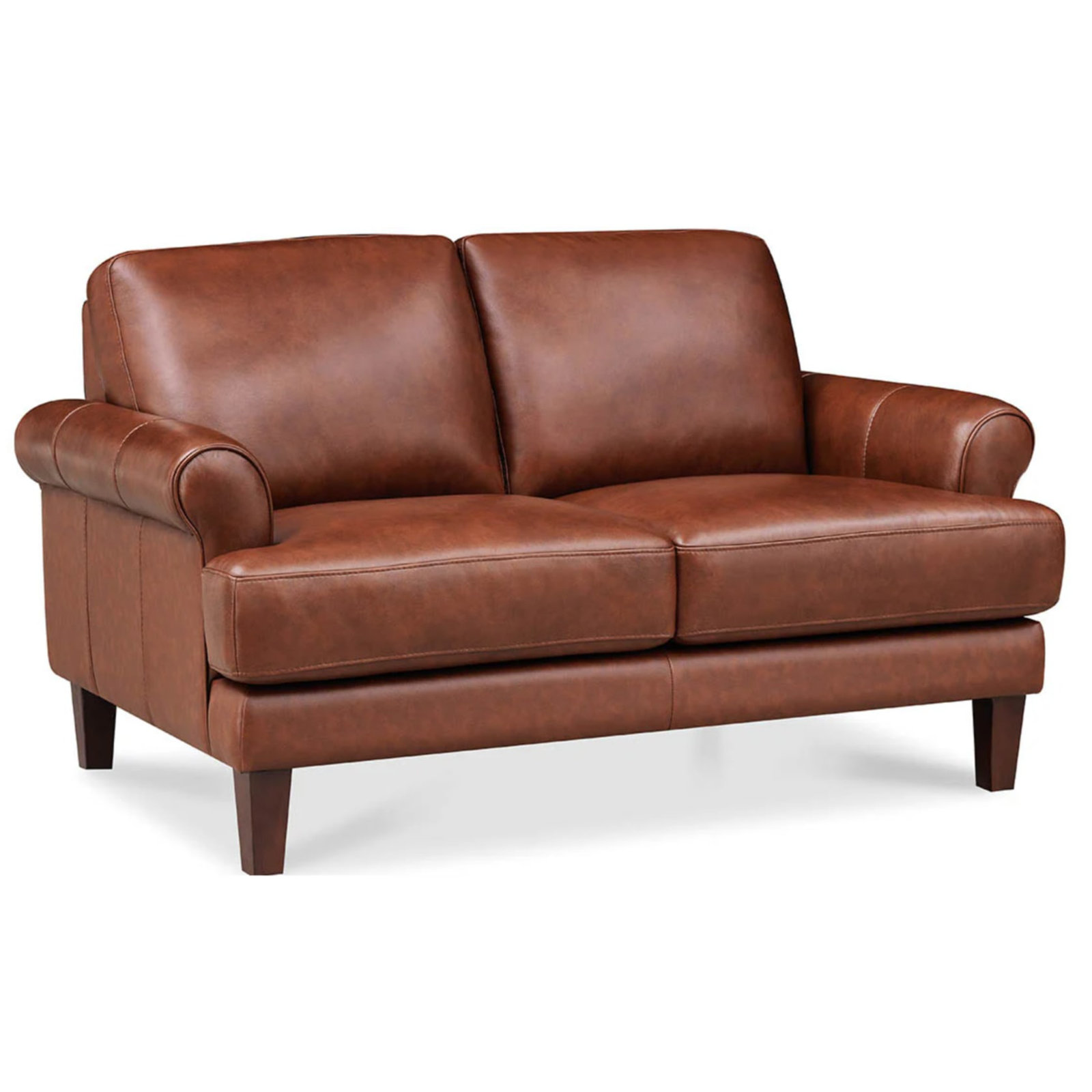 Maybell Top Grain Leather Loveseat, Red