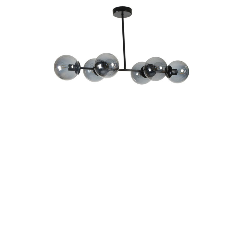 Élégant lustre noir et fumées, structure en métal, 35,4 po x 5,9 po | Douille E27, 40 W maximum, parfaite pour le salon et la salle à manger | Luminaire élégant, classé IP20, durable et attrayant