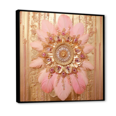 Boho Glam Pink and Gold Dreamcatcher, reproduction d'art sur toile