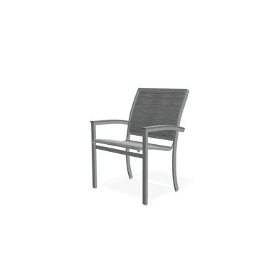 Bazza Sling Aluminum Frame Dining Height Stacking Café Chair with Marine Grade Polymer Arm Accent