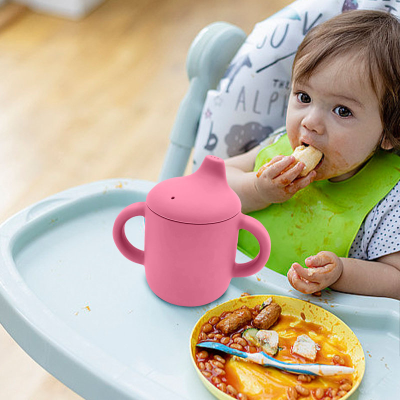 Tasse de collation en silicone avec gobelet pour enfant, Pink