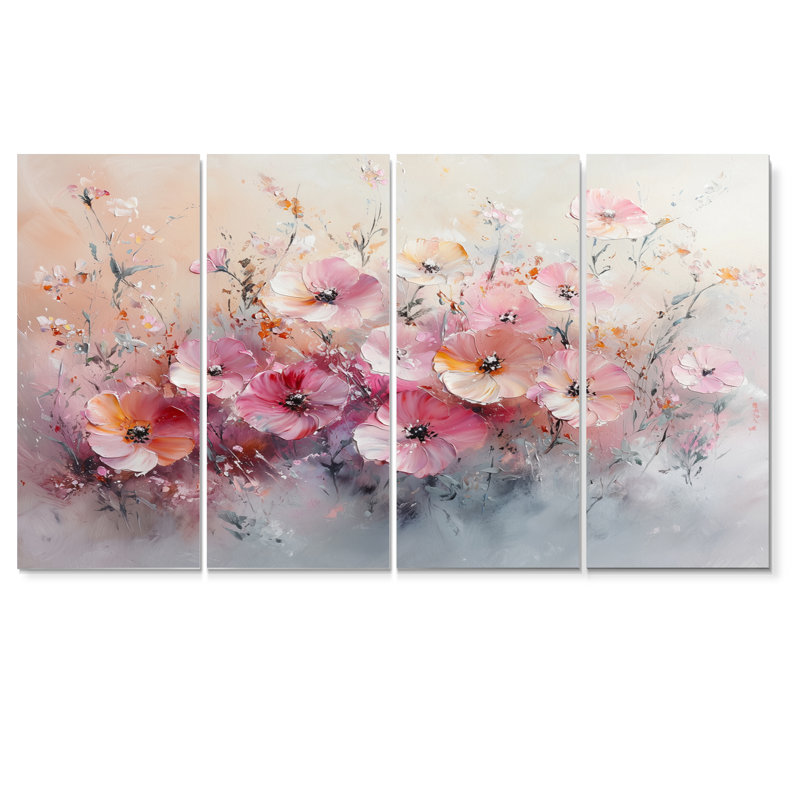 Beckett - Wildflowers Wall Art - Décoration murale traditionnelle 4 pièces, H 28 po x l 48 po