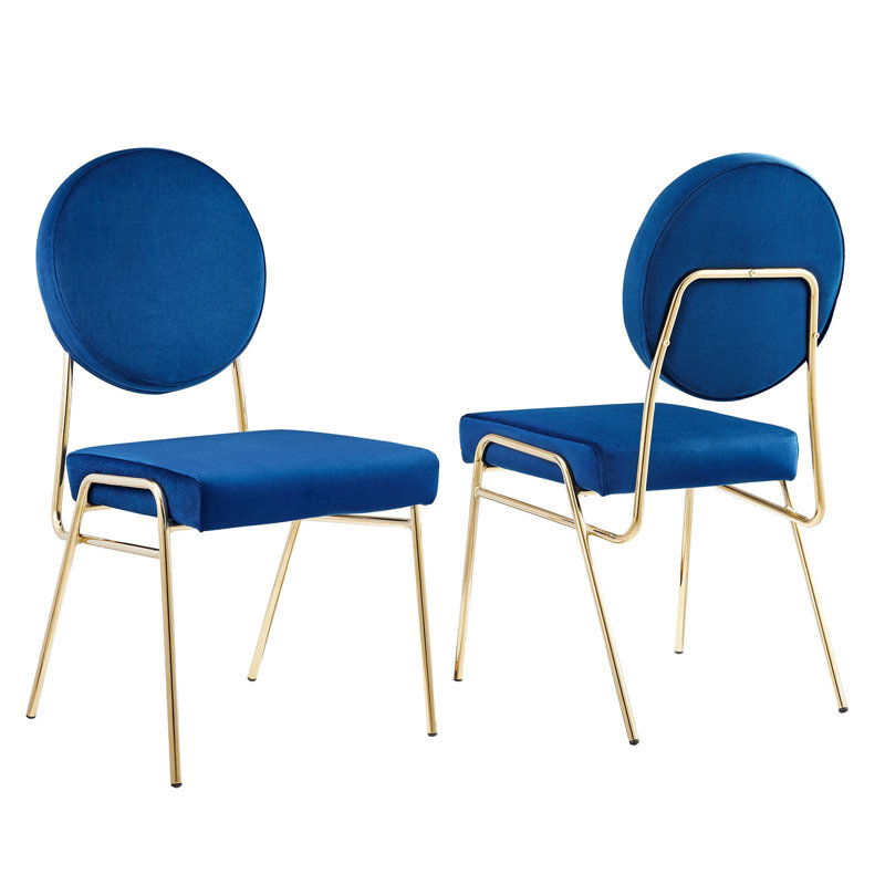 Modway Craft Performance Dining Side Chairs, Gold, Velvet Gray, 2