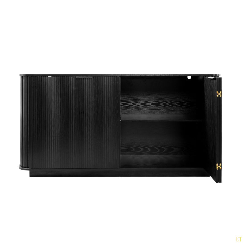 Armoire de rangement Wavy Design avec tablettes réglables, convenant à la cuisine, au salon et au couloir, Noir