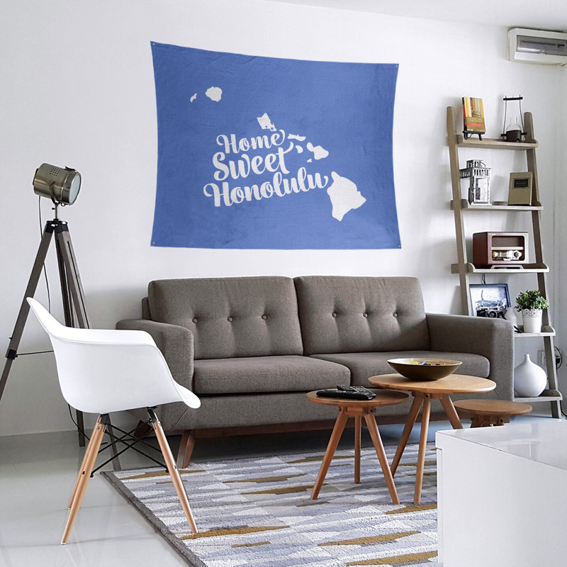 Tapisserie murale honolulu hawaii, H 27,5 po x l 37,5 po, Bleu