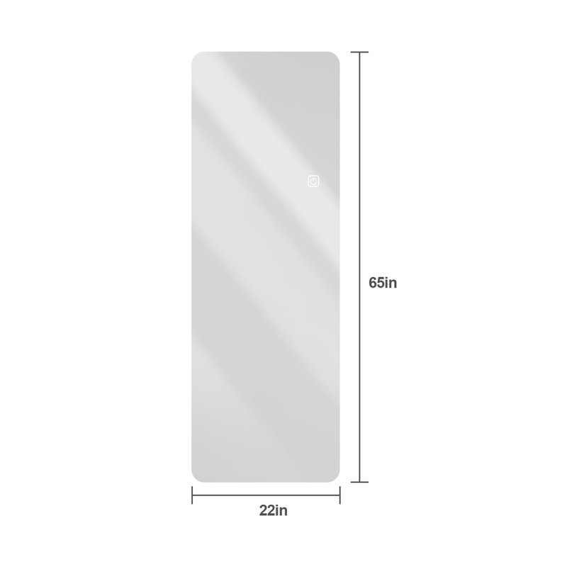 Miroir de 65 po x 22 po avec lumières intégrées, conception murale sans cadre, argent